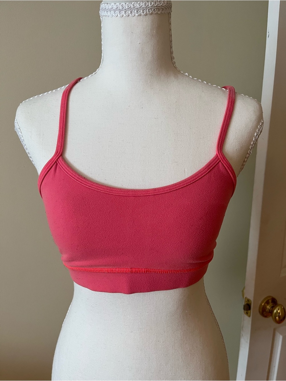 Lululemon Seamless Spaghetti-Strap Crop Bralette in Coral Pink